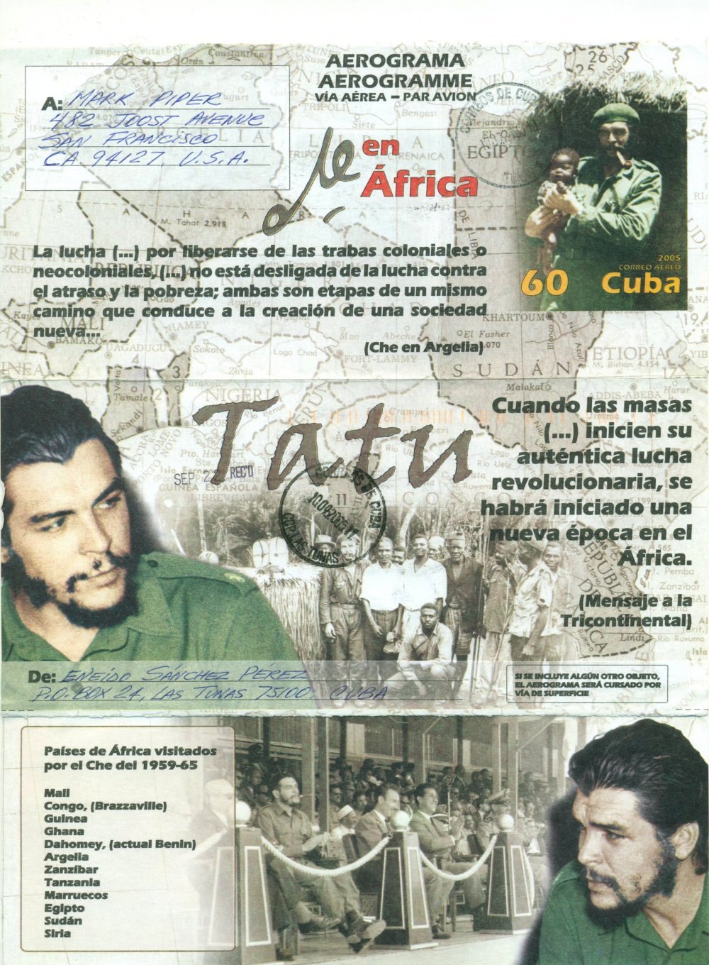 2005 - Che in Africa Aerogram used