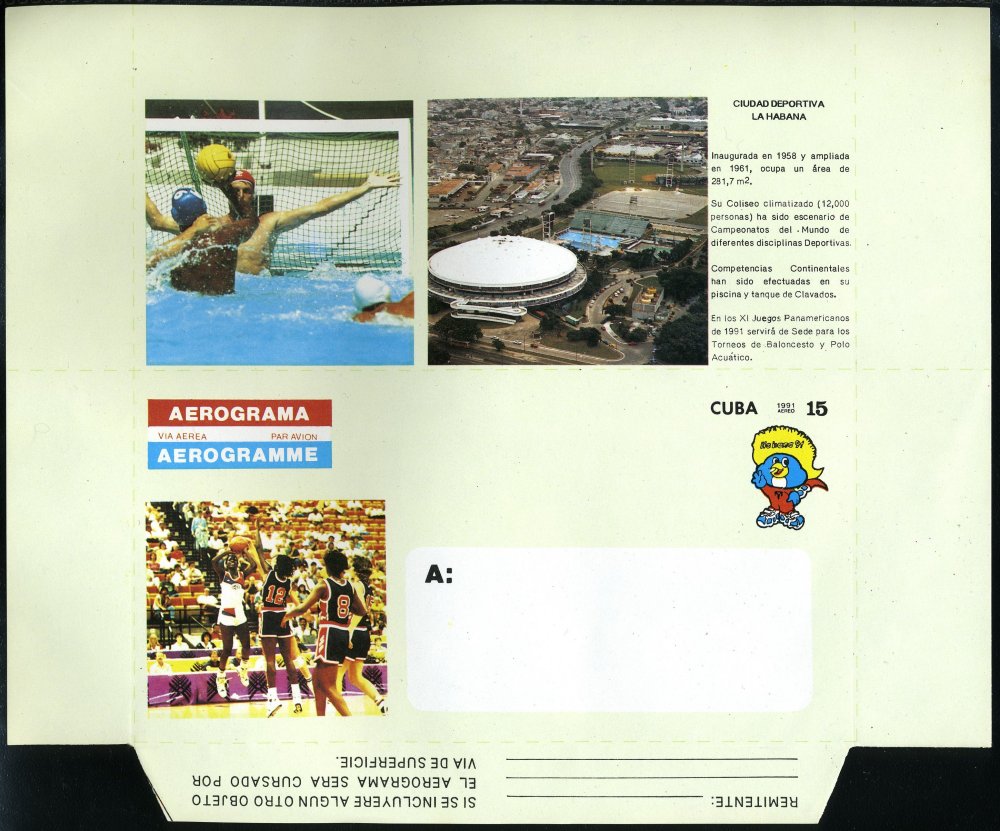 1991 - Eleventh Pan-American Games in Havana Aerogram