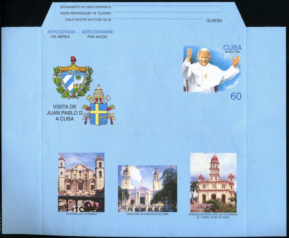 1998 - Pope John Paul's Visit to Cuba Aerogram