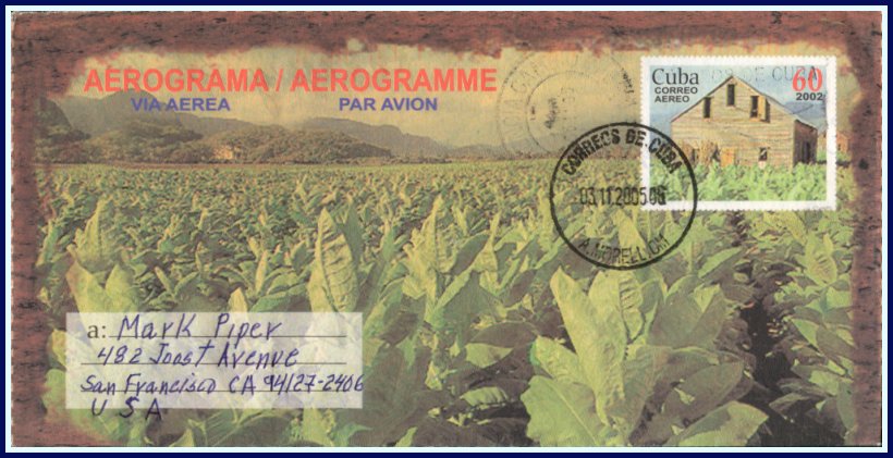 2002 - Cigar Tobacco Aerogram used