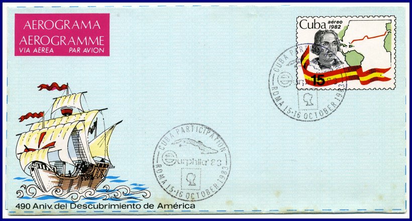 1982 - 490th Anniversary of Columbus' discovery of America Aerogram